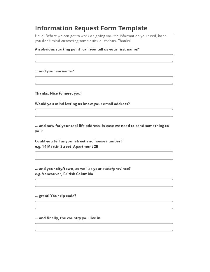 Synchronize Information Request Form Template