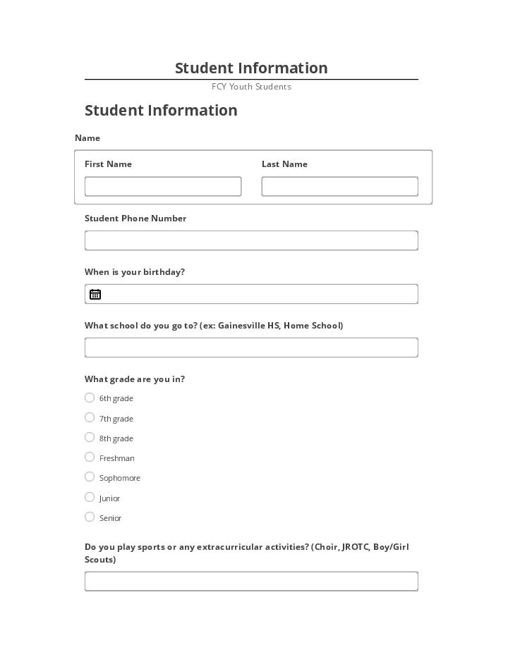 Arrange Student Information in Netsuite