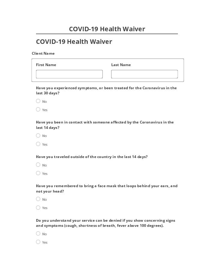 Pre-fill COVID-19 Health Waiver