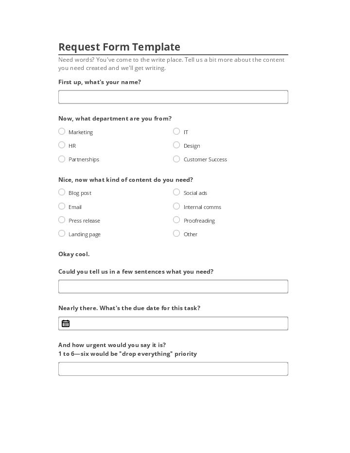 Update Request Form Template from Netsuite