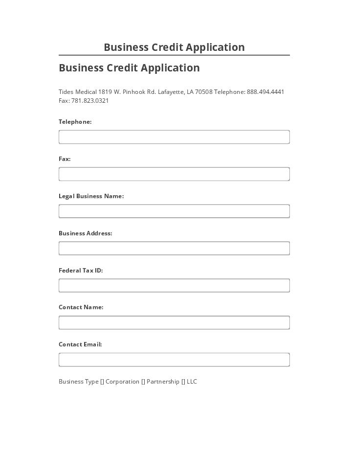 Pre-fill Business Credit Application