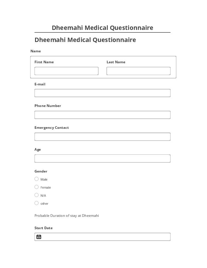 Extract Dheemahi Medical Questionnaire