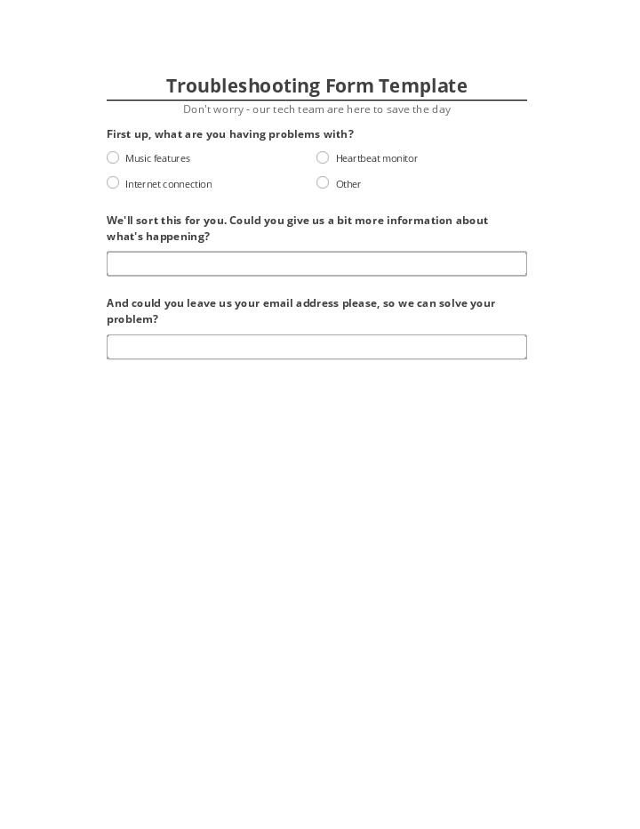 Update Troubleshooting Form Template