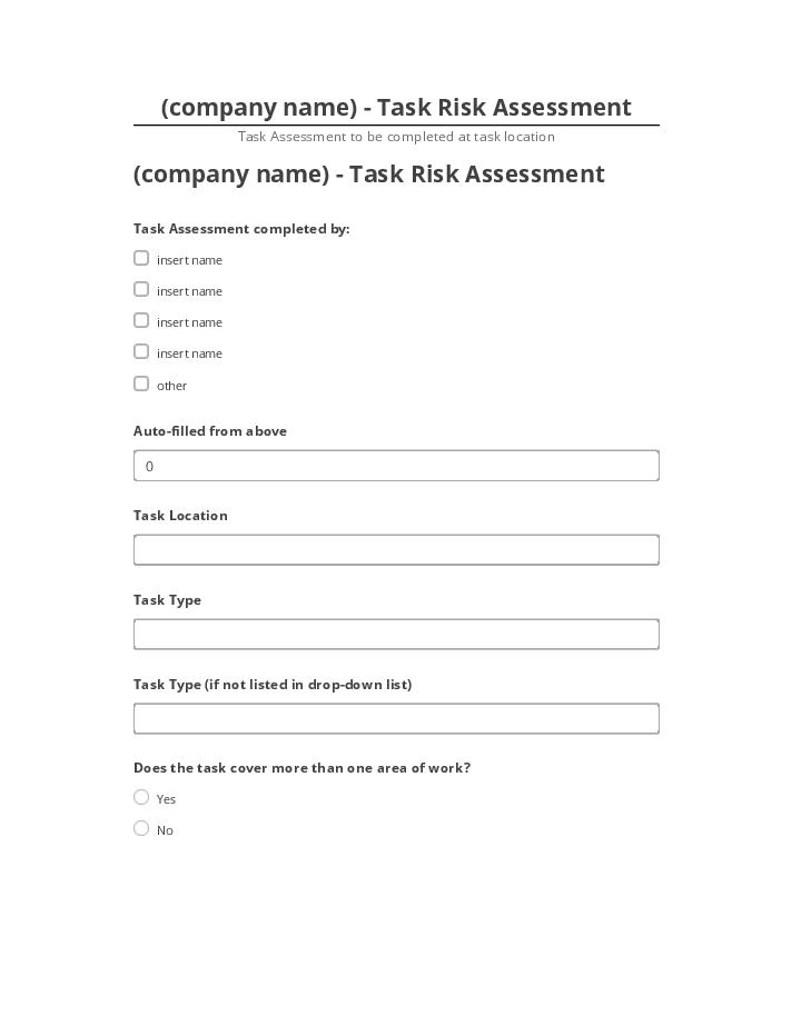 Incorporate (company name) - Task Risk Assessment