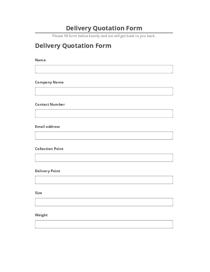 Arrange Delivery Quotation Form in Salesforce