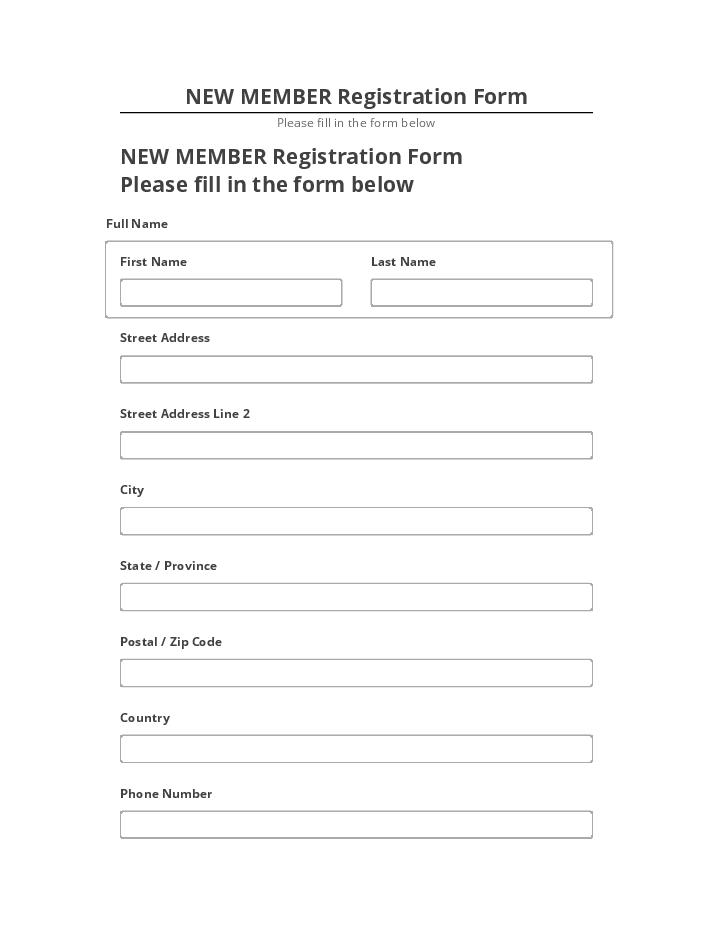 Pre-fill NEW MEMBER Registration Form