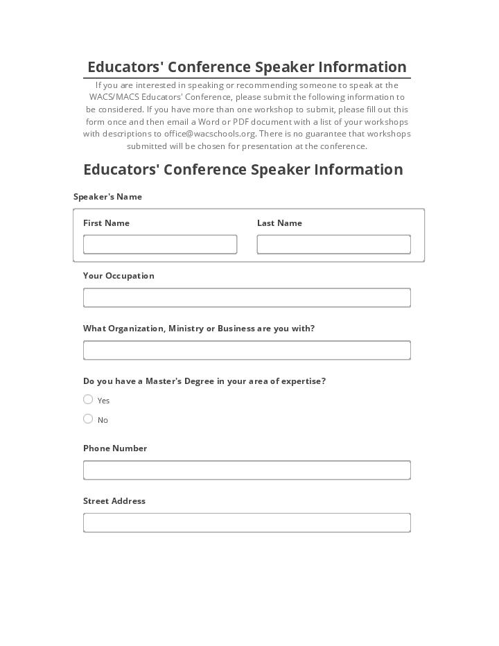 Pre-fill Educators' Conference Speaker Information from Salesforce