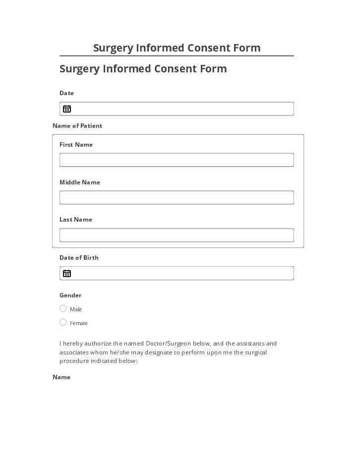 Pre-fill Surgery Informed Consent Form from Netsuite