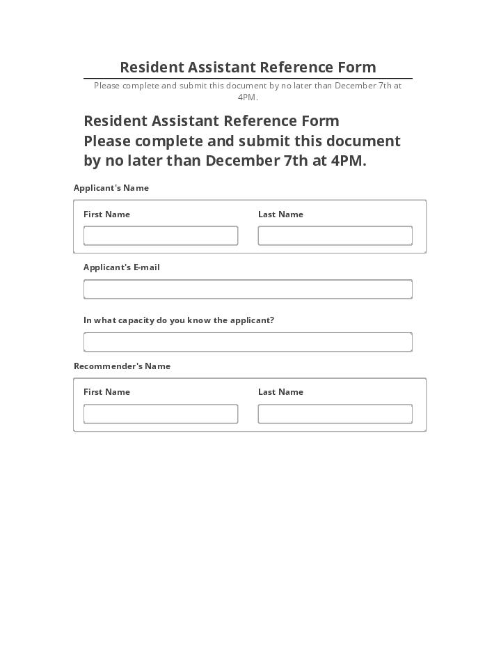 Export Resident Assistant Reference Form to Salesforce
