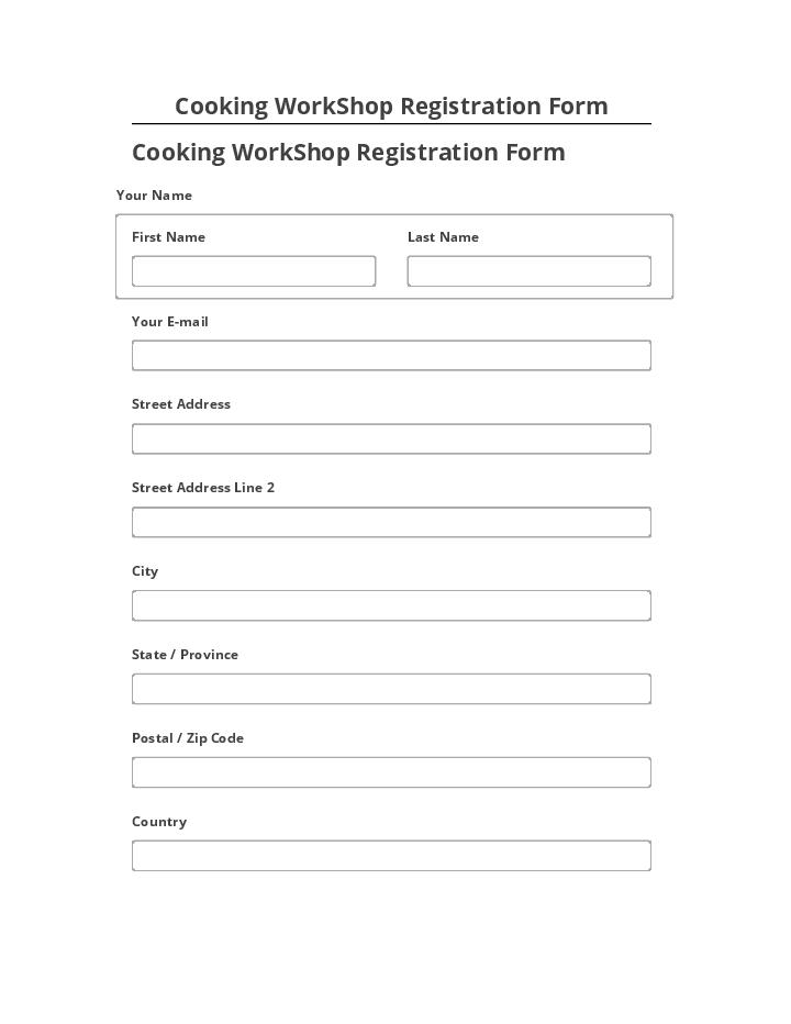 Integrate Cooking WorkShop Registration Form