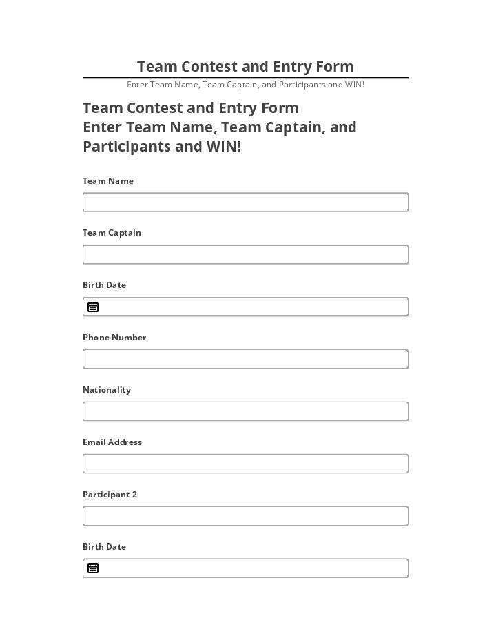 Export Team Contest and Entry Form to Salesforce