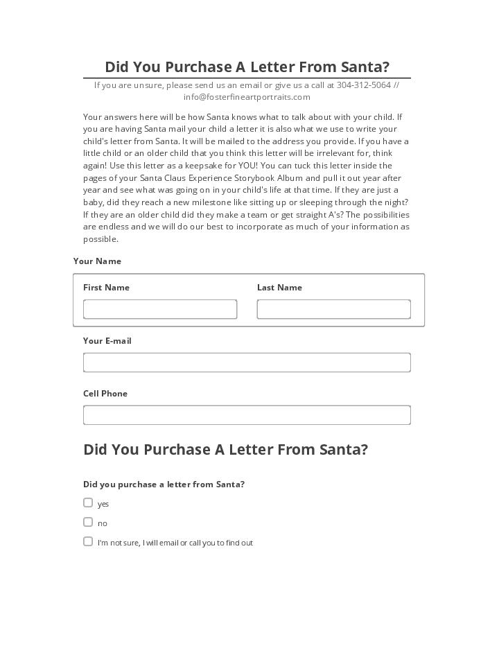 Export Did You Purchase A Letter From Santa? to Microsoft Dynamics