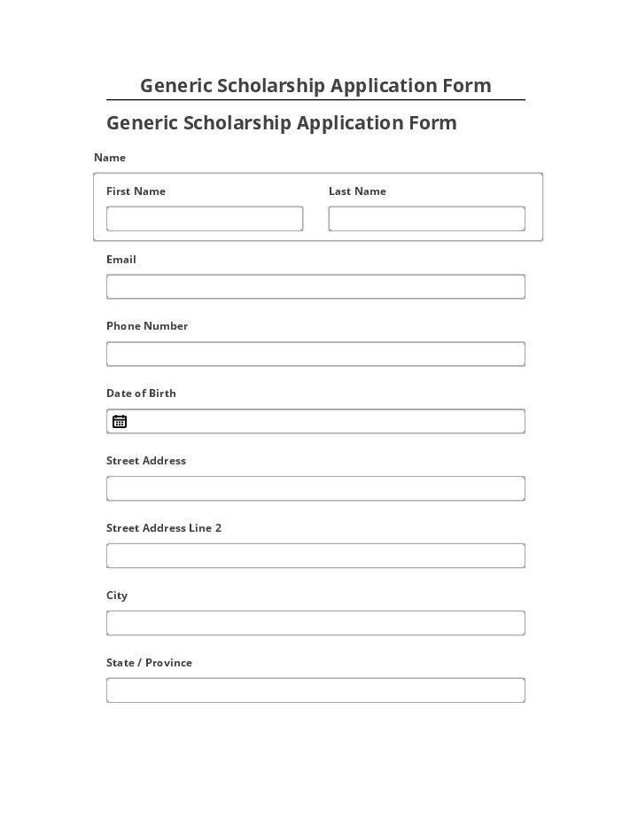 Export Generic Scholarship Application Form to Salesforce