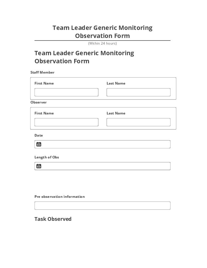 Archive Team Leader Generic Monitoring Observation Form to Microsoft Dynamics