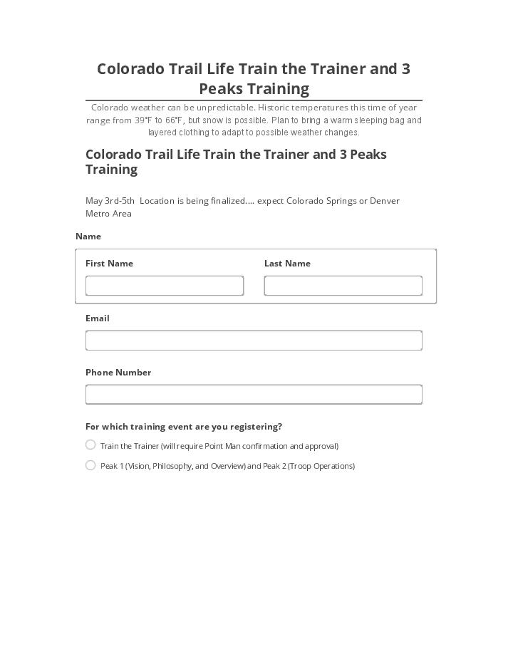 Incorporate Colorado Trail Life Train the Trainer and 3 Peaks Training
