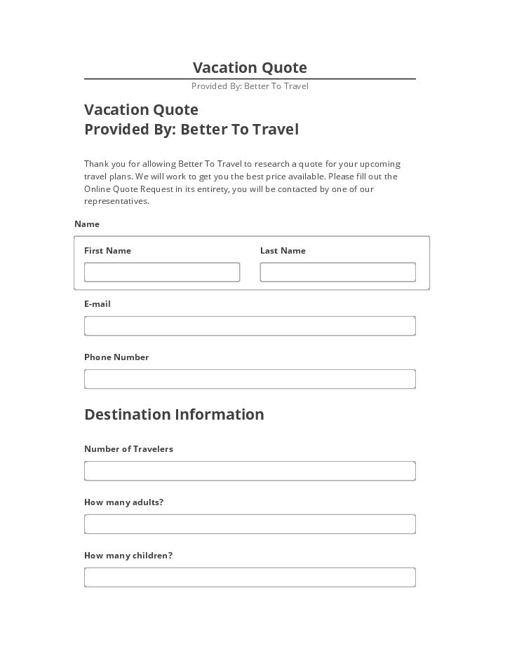 Arrange Vacation Quote