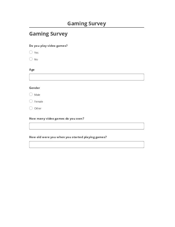 Pre-fill Gaming Survey
