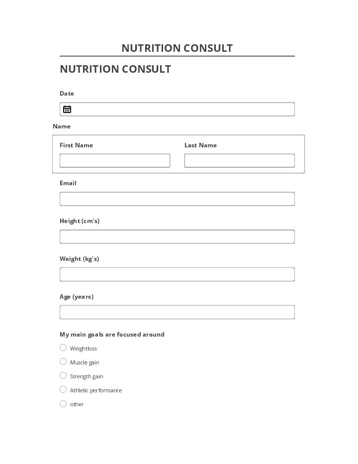Export NUTRITION CONSULT to Salesforce