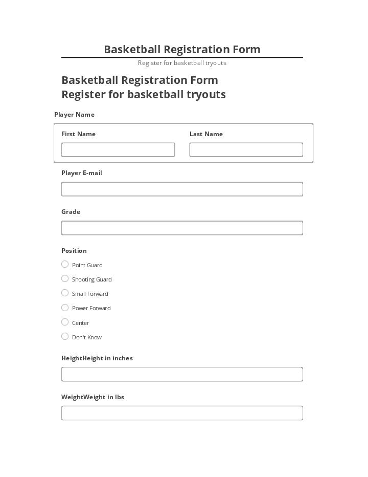 Arrange Basketball Registration Form in Microsoft Dynamics