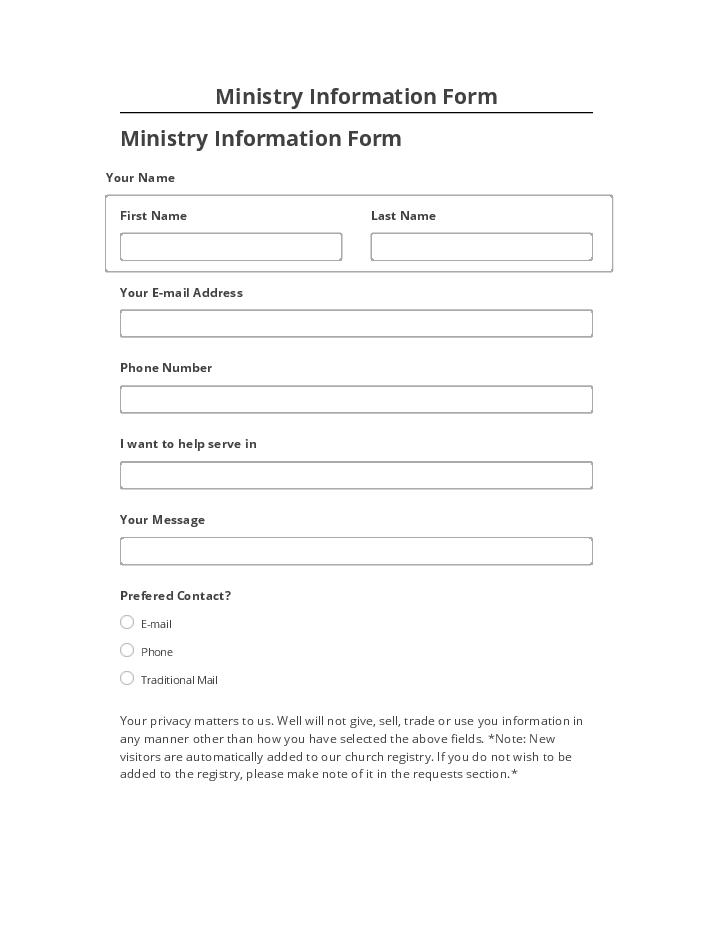 Export Ministry Information Form to Microsoft Dynamics