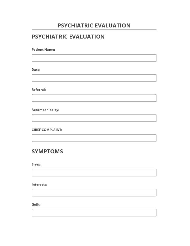 Arrange PSYCHIATRIC EVALUATION in Salesforce