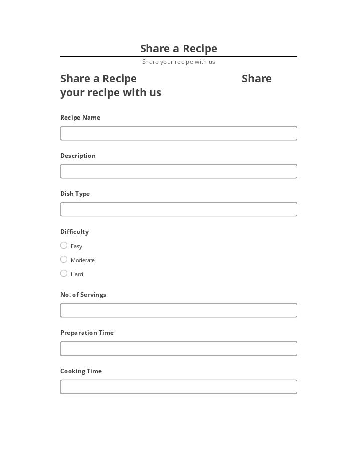 Incorporate Share a Recipe in Microsoft Dynamics
