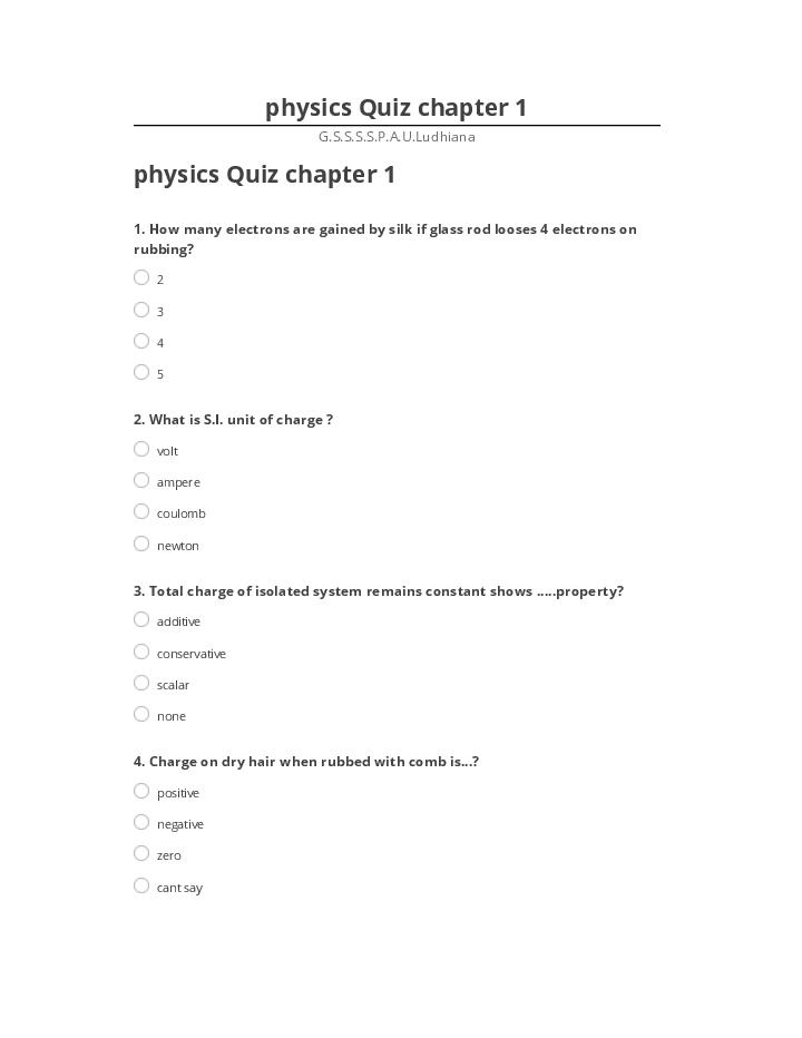 Manage physics Quiz chapter 1