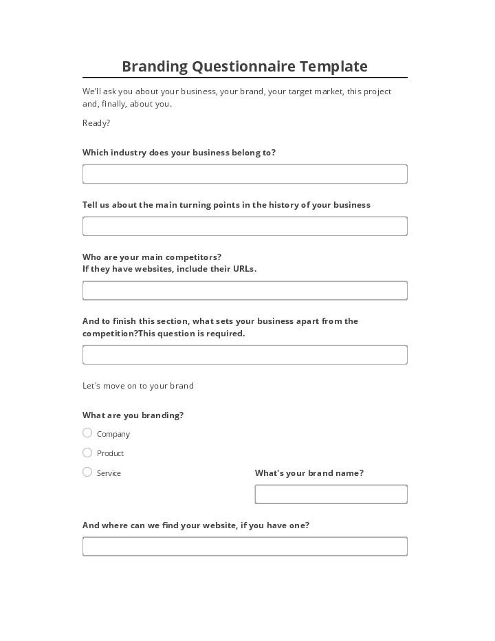 Export Branding Questionnaire Template to Salesforce