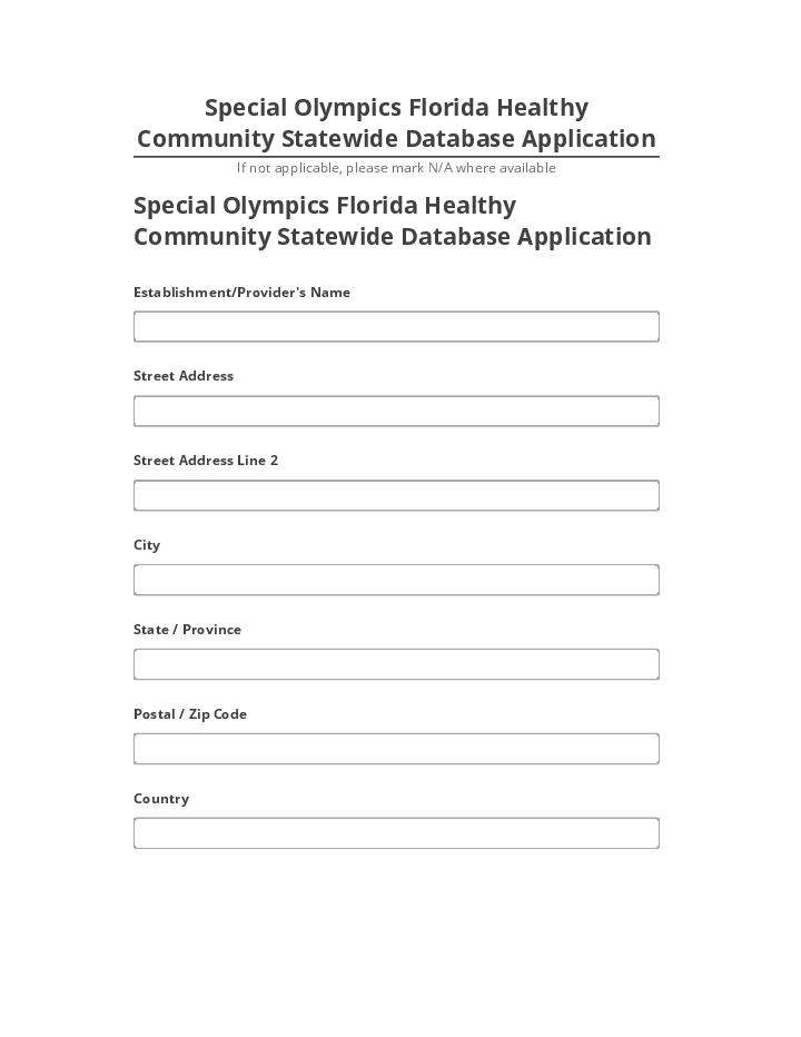 Arrange Special Olympics Florida Healthy Community Statewide Database Application in Salesforce
