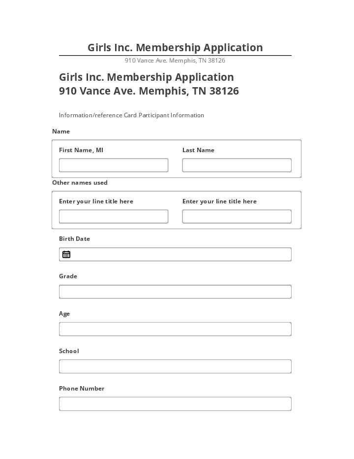 Update Girls Inc. Membership Application from Microsoft Dynamics