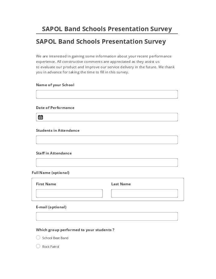 Export SAPOL Band Schools Presentation Survey to Microsoft Dynamics