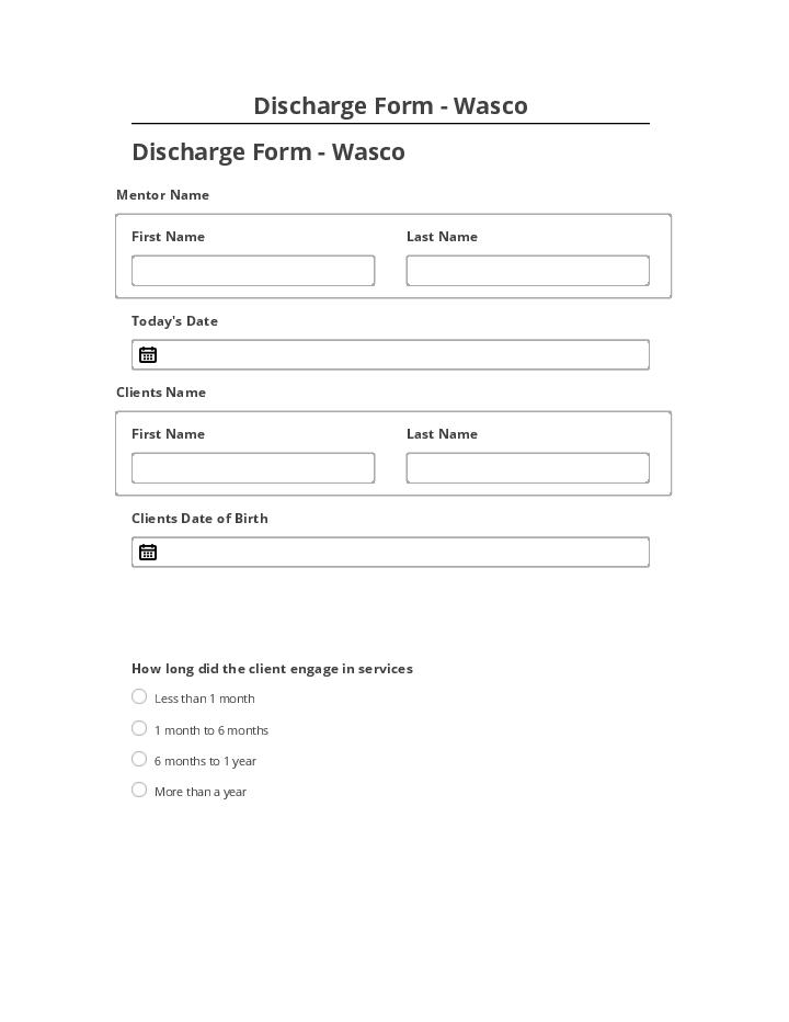 Synchronize Discharge Form - Wasco