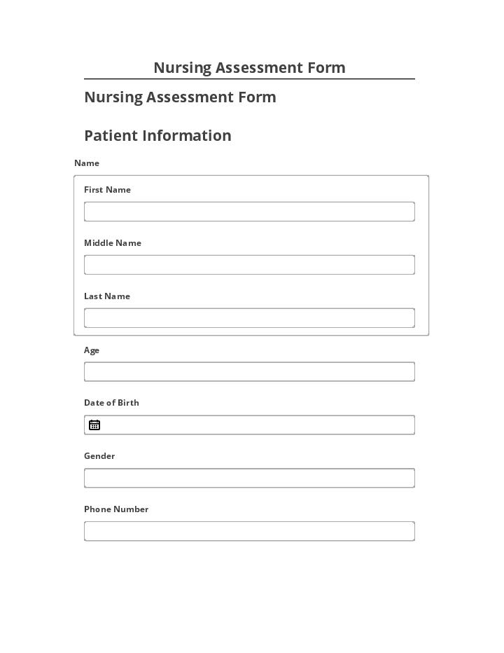 Update Nursing Assessment Form from Netsuite