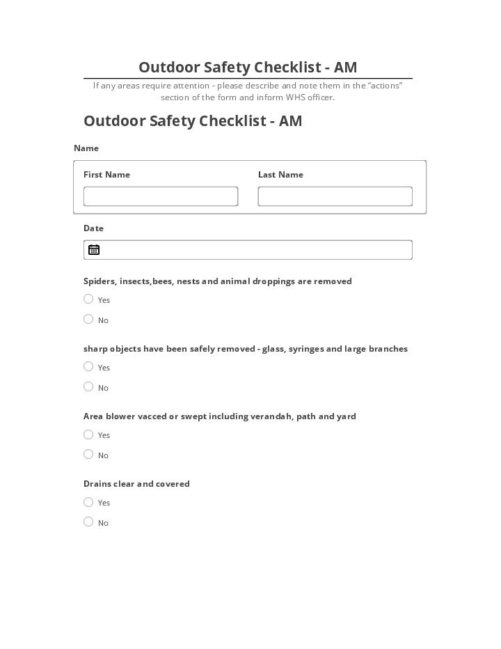 Pre-fill Outdoor Safety Checklist - AM from Salesforce