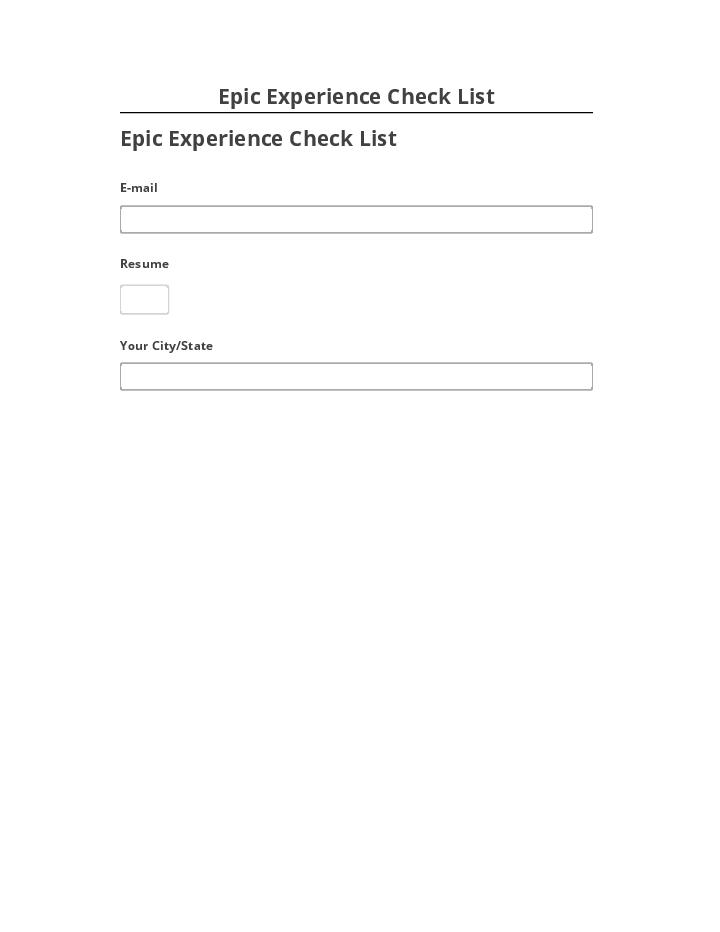 Update Epic Experience Check List