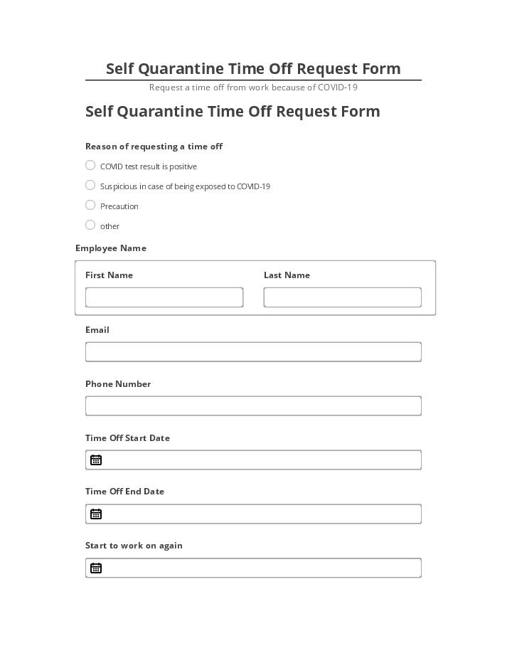 Pre-fill Self Quarantine Time Off Request Form