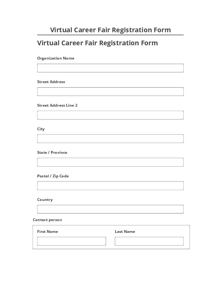 Pre-fill Virtual Career Fair Registration Form from Netsuite