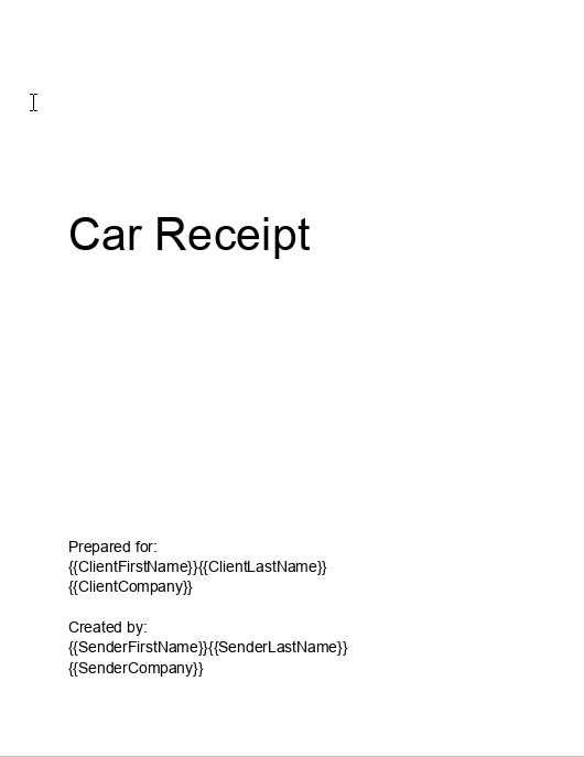 Pre-fill Car Receipt