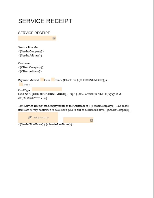 Incorporate Service Receipt in Microsoft Dynamics