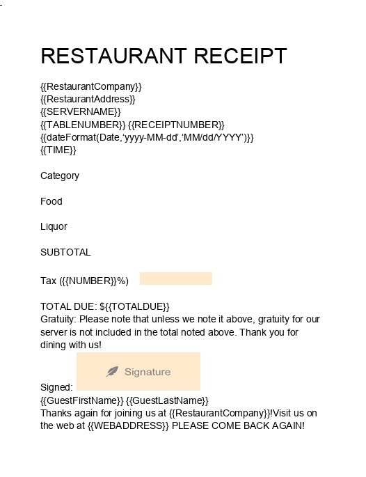 Export Restaurant Receipt to Salesforce
