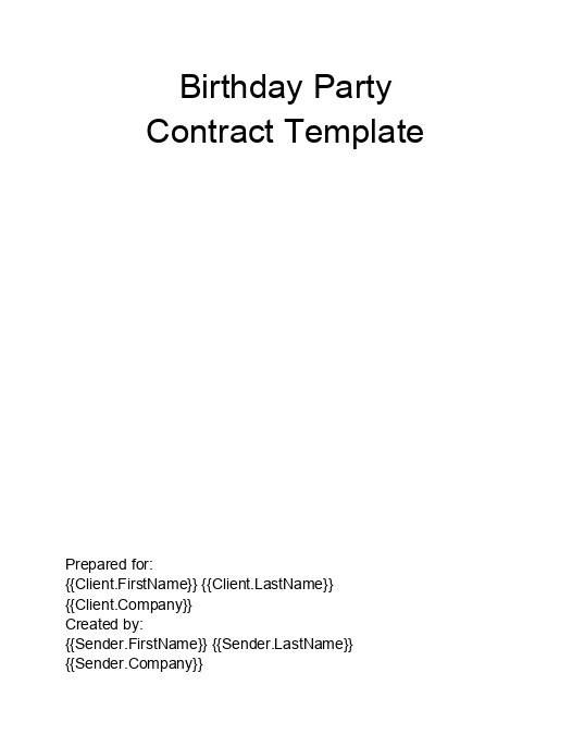 Export Birthday Party Contract to Salesforce