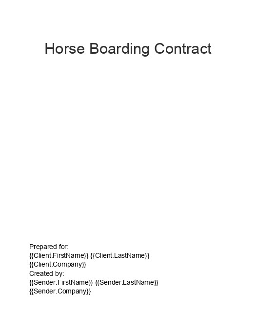 Export Horse Boarding Contract