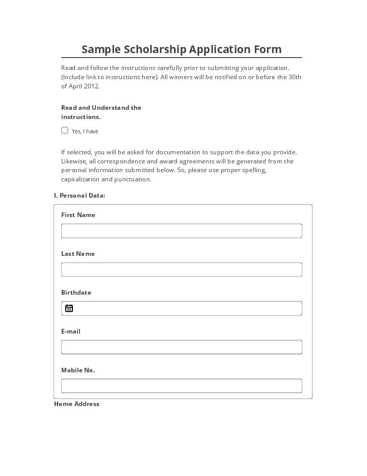 Arrange Sample Scholarship Application Form Salesforce