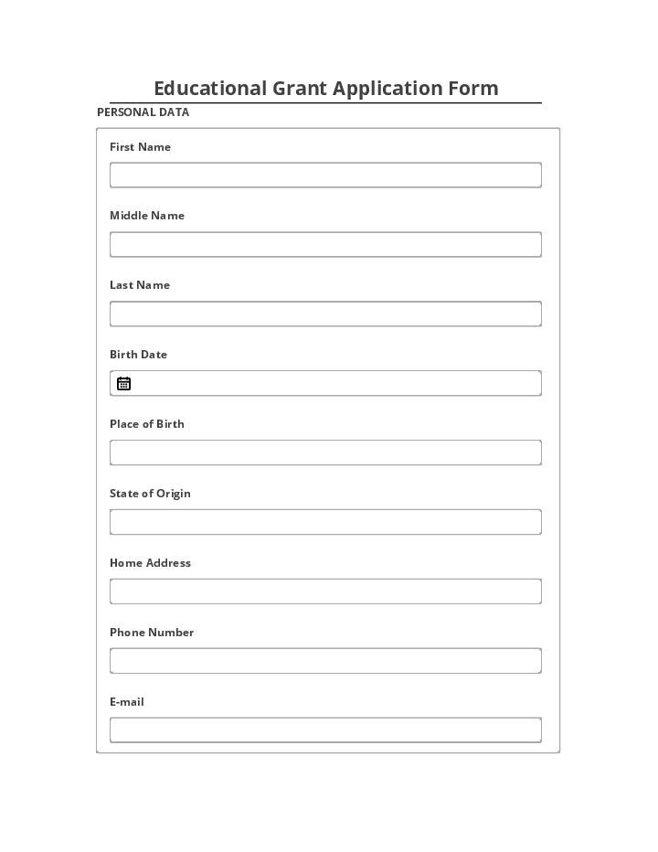 Automate Educational Grant Application Form