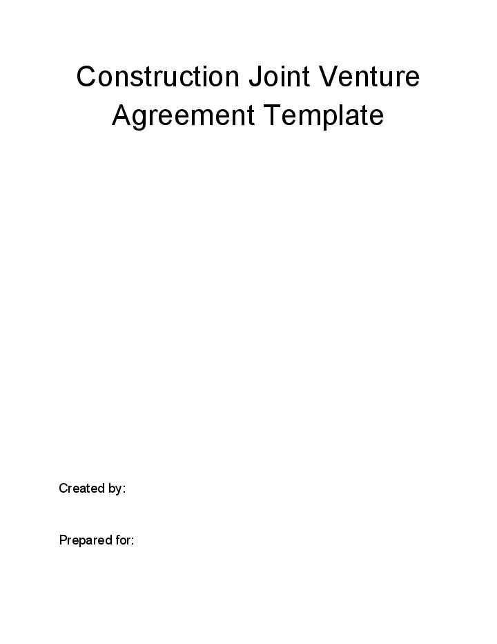 Arrange Construction Joint Venture Agreement in Salesforce