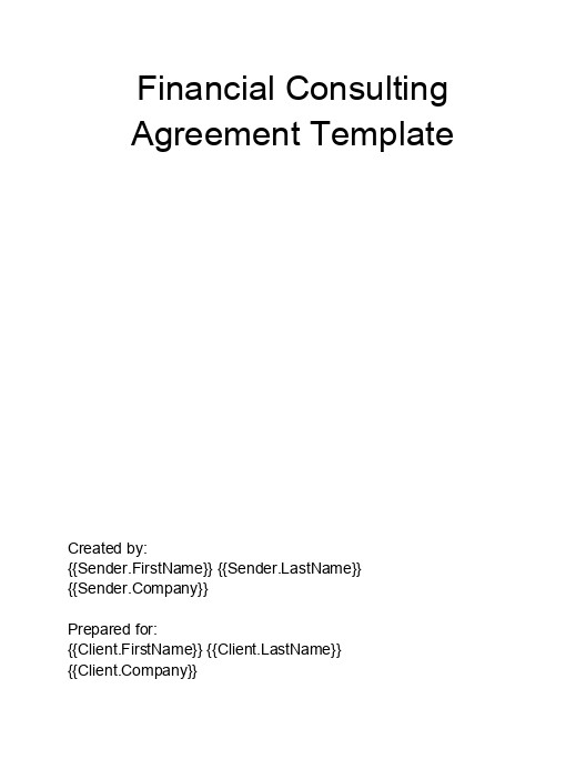 Manage Financial Consulting Agreement
