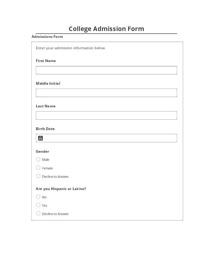 Synchronize College Admission Form Netsuite
