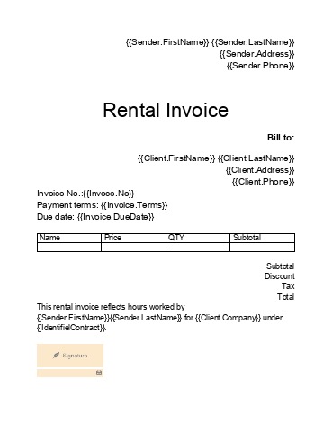 Pre-fill Rental Invoice from Netsuite