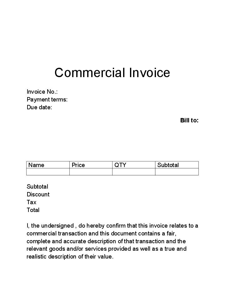 Synchronize Commercial Invoice with Netsuite