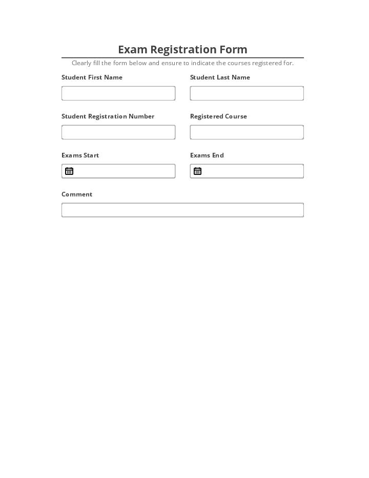 Manage Exam Registration Form Microsoft Dynamics